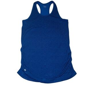 Athleta Racerback Top Womens Size M Activewear Blue Space Dye Gym Rouching